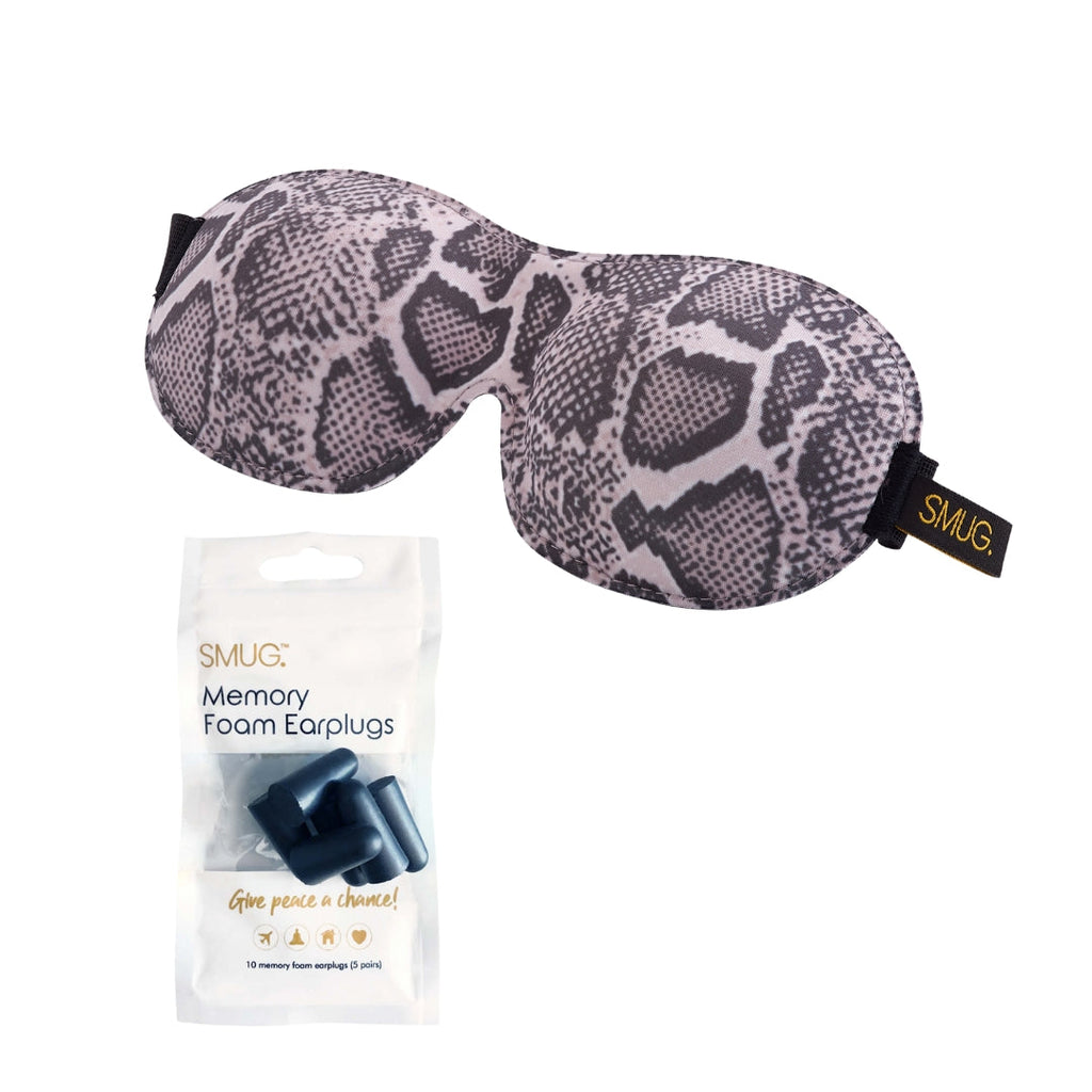 Contoured 3D Blackout Sleep Mask in Snake Print