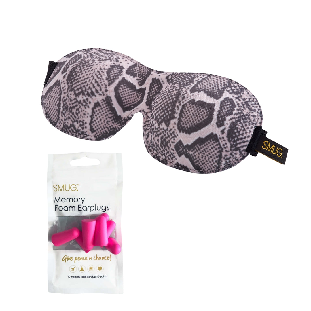 Contoured 3D Blackout Sleep Mask in Snake Print