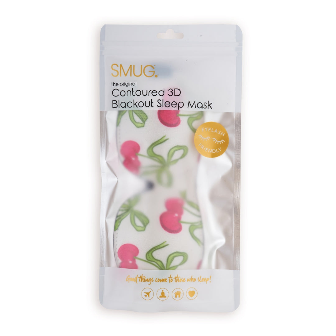 Contoured 3D Blackout Sleep Mask in White Cherries