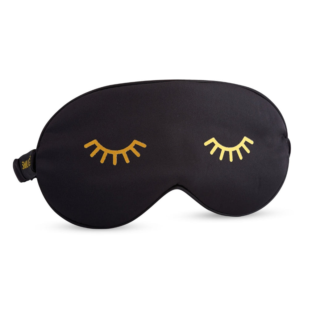 Black Satin Sleep Mask with Wink Print