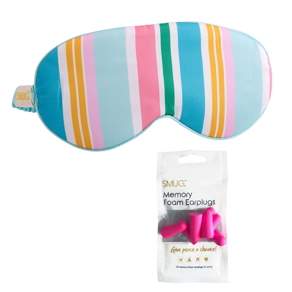 Satin Sleep Mask in Bold Stripe Print