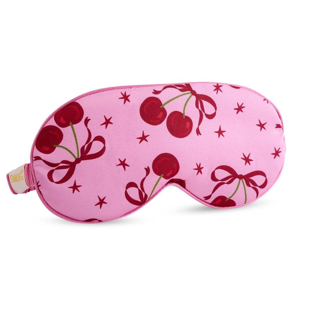 Satin Sleep Mask in Pink Cherries Print