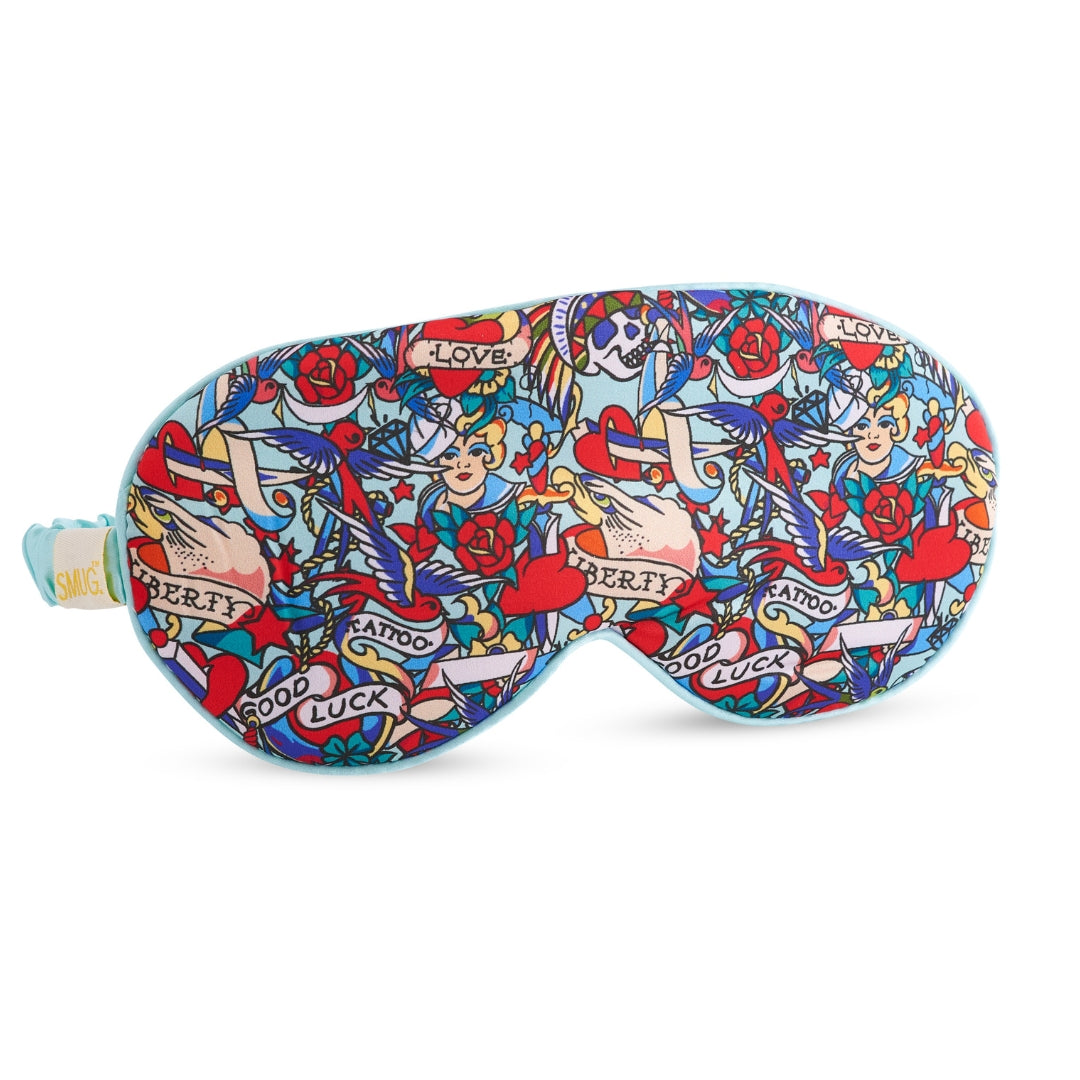 Satin Sleep Mask in Tattoo Print