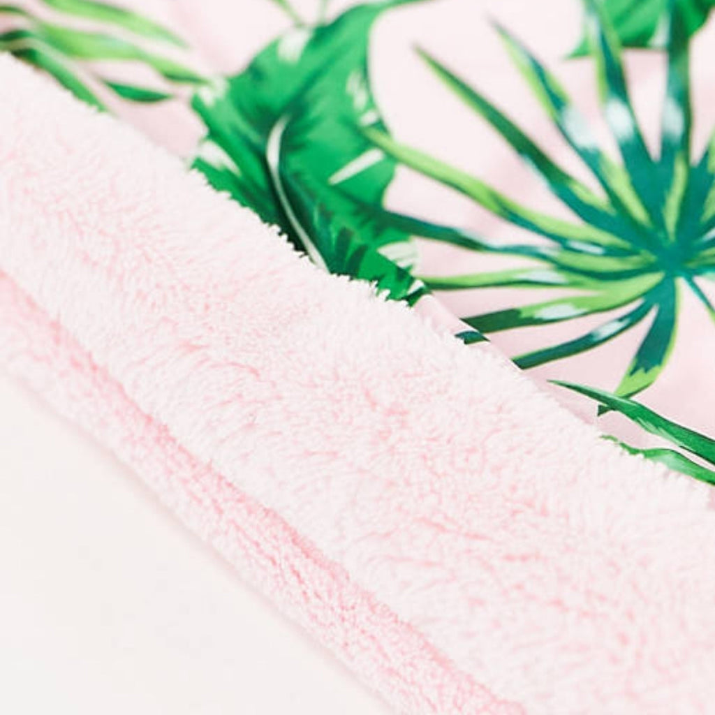 Quick Dry Satin Hair Turban in Palm Print