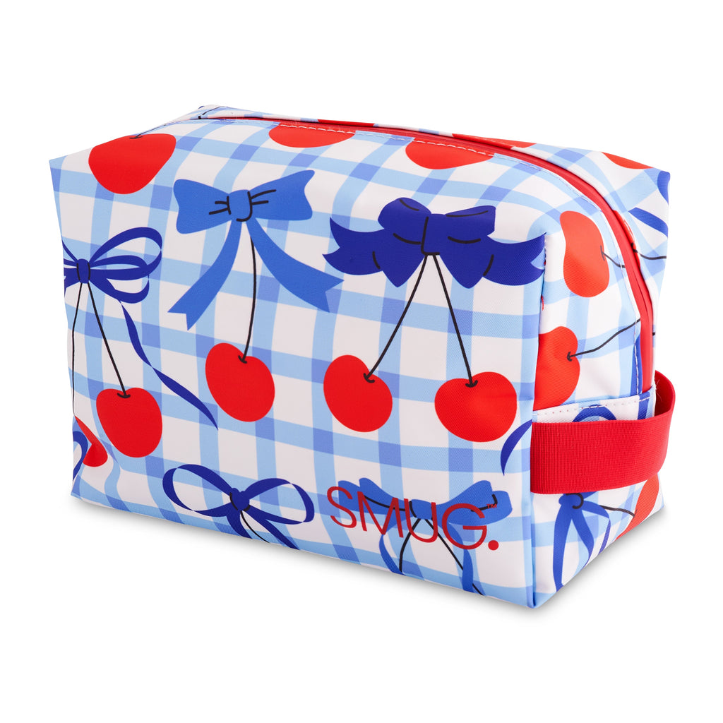 Blue Cherries Print Wash Bag