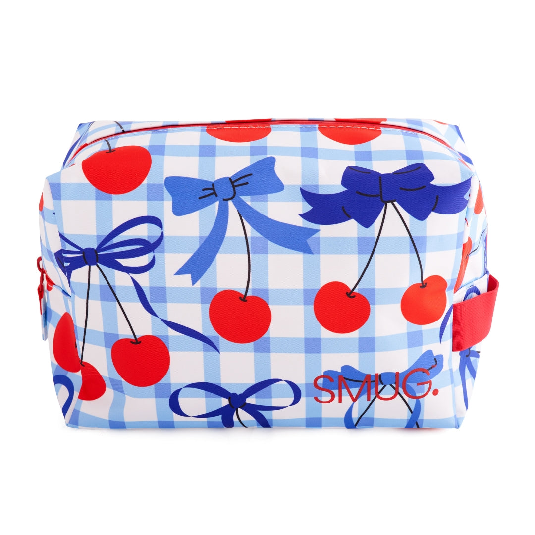 Blue Cherries Print Wash Bag