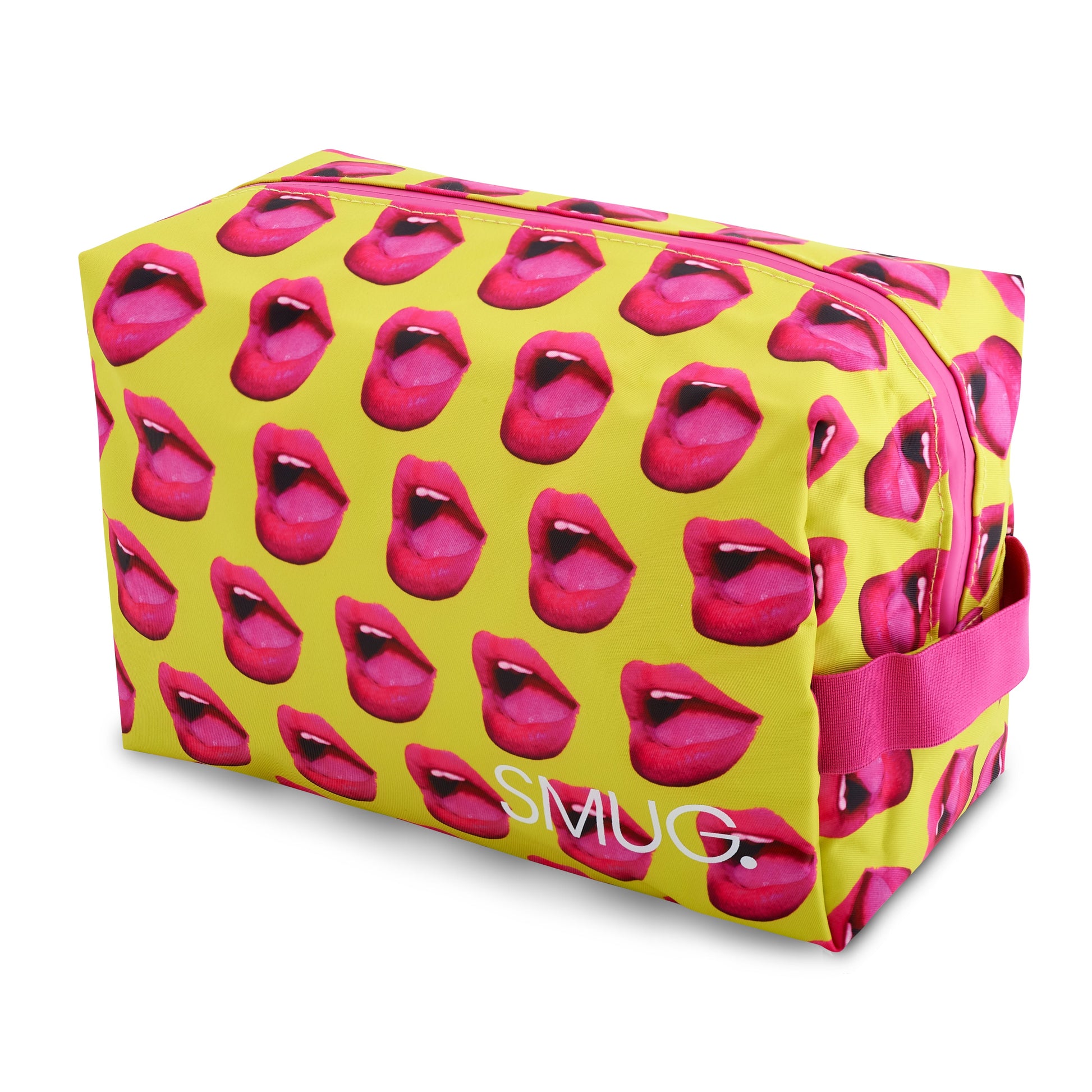 Mouth Print Wash Bag in Yellow