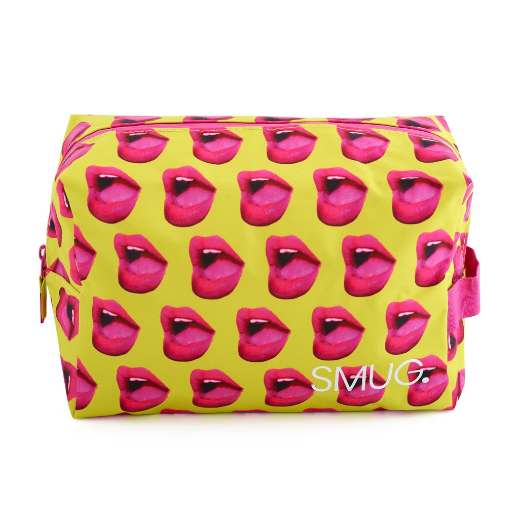 Mouth Print Wash Bag in Yellow