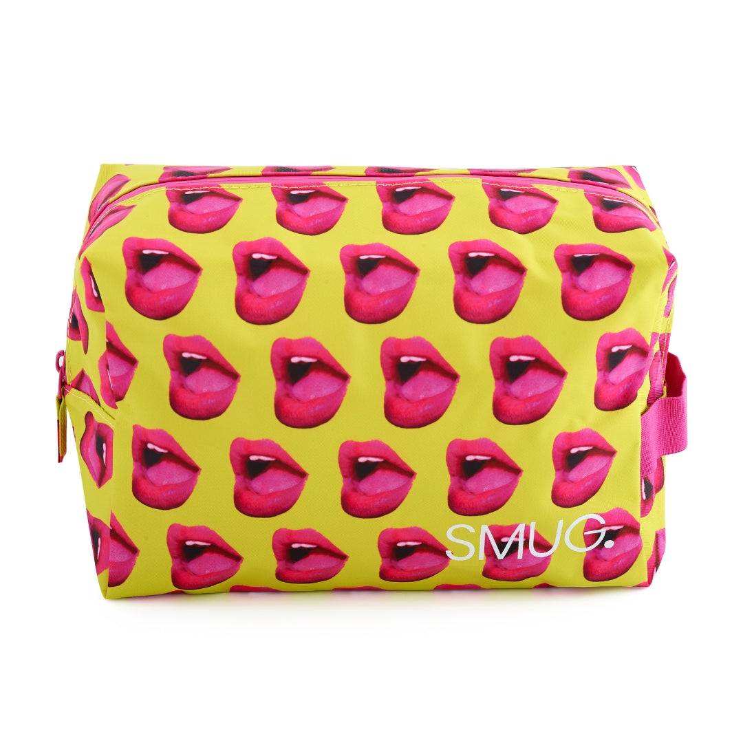 Mouth Print Wash Bag in Yellow