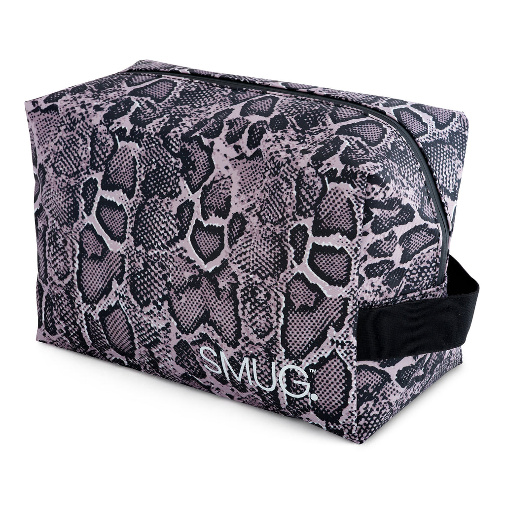 Snake Print Wash Bag in Grey and Black