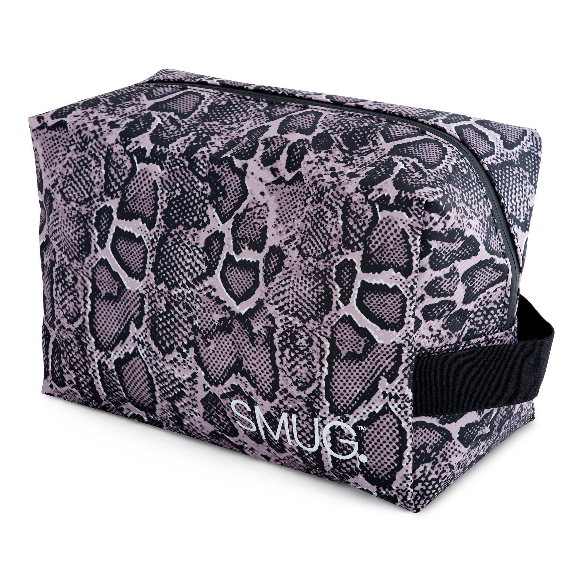 Snake Print Wash Bag in Grey and Black