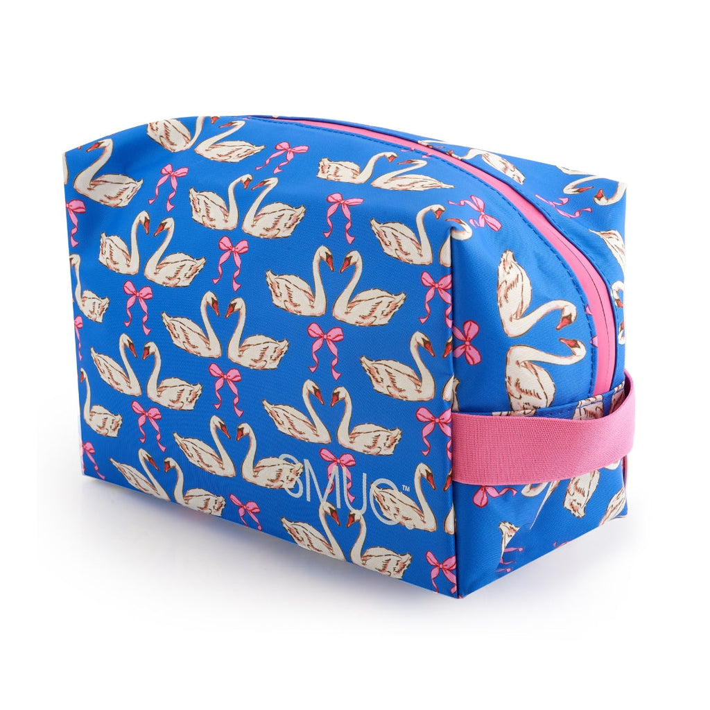 Wash Bag with Swans and Bows Print