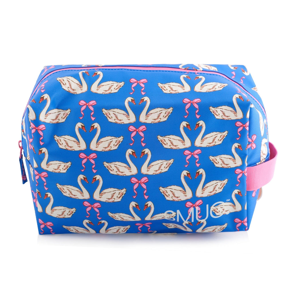Wash Bag with Swans and Bows Print