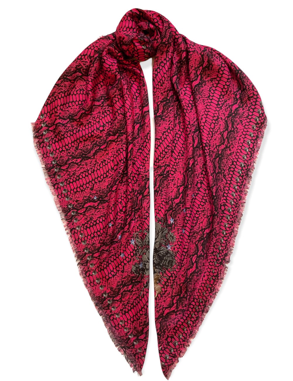 Pink Snake Print Silk Scarf 140x140cm