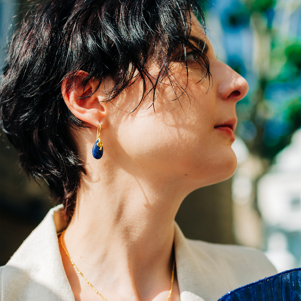 Medusa Gemstone Drop Earrings Amazonite