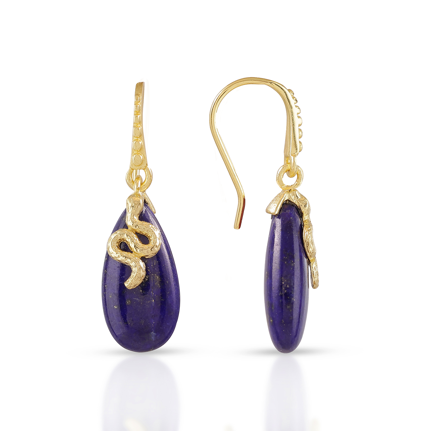 Medusa Gemstone Drop Earrings Lapis