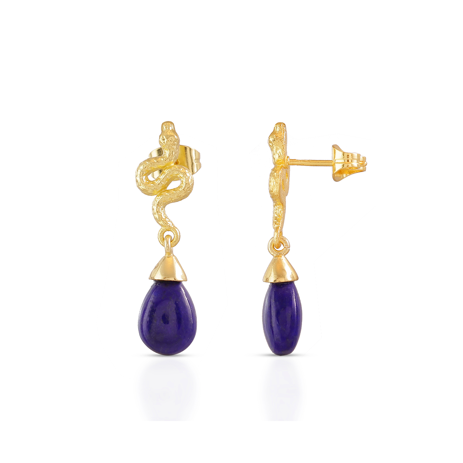 Medusa Small Gemstone Drop Earrings in Lapis