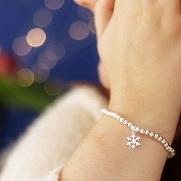 Sterling Silver Snowflake Charm Bracelet