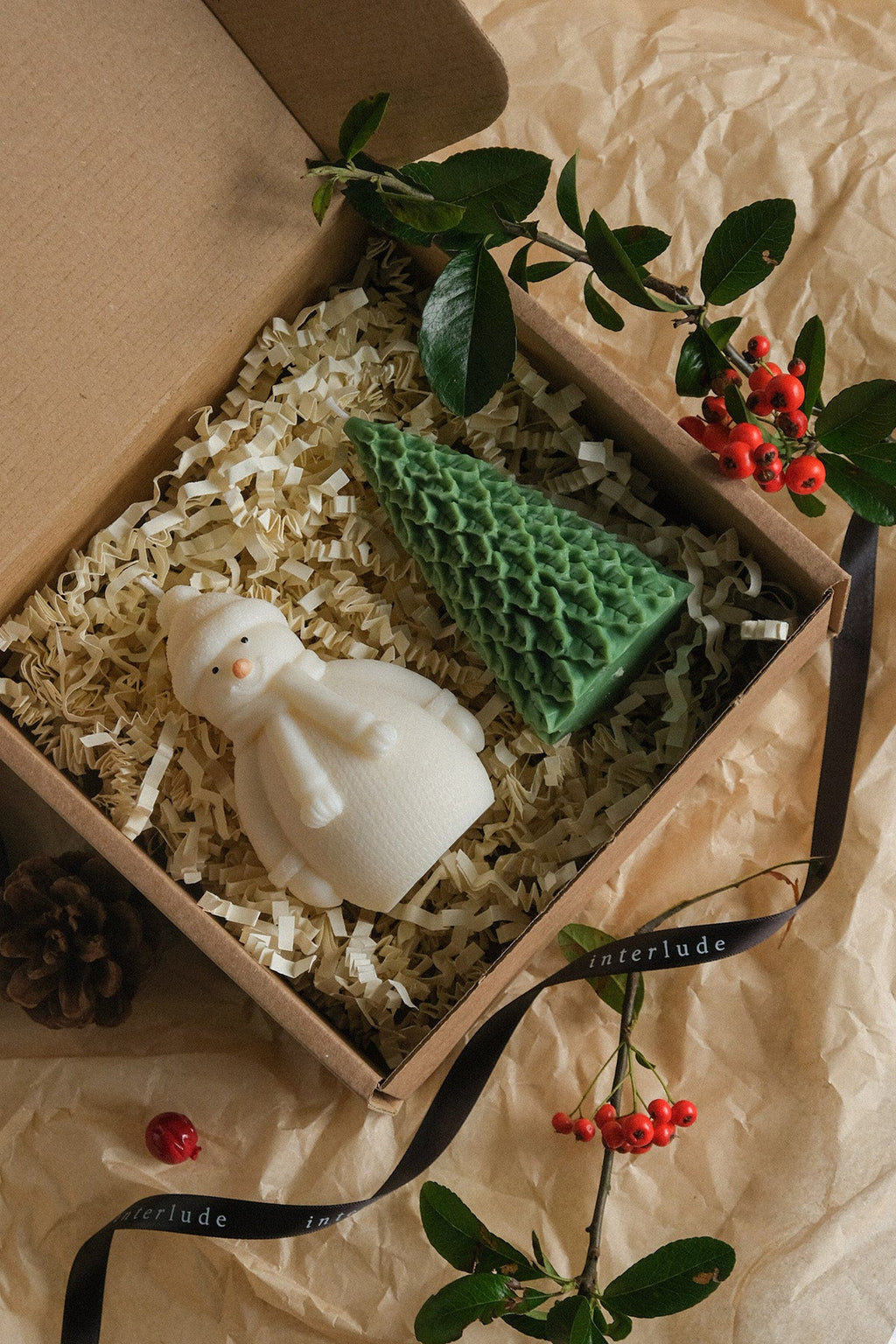 Christmas Candles Gift Set Snowman and Tree