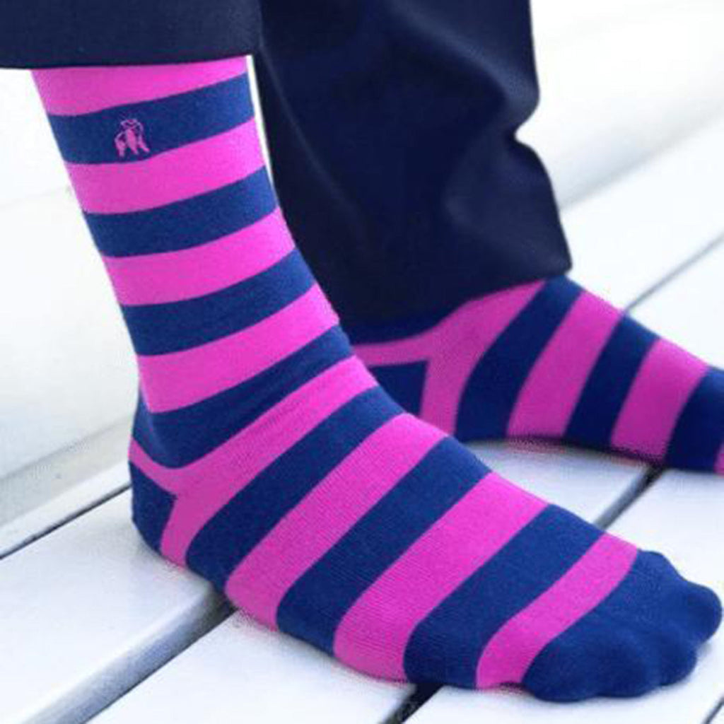 Pink Stripe Matching Bamboo Socks for Adults and Children