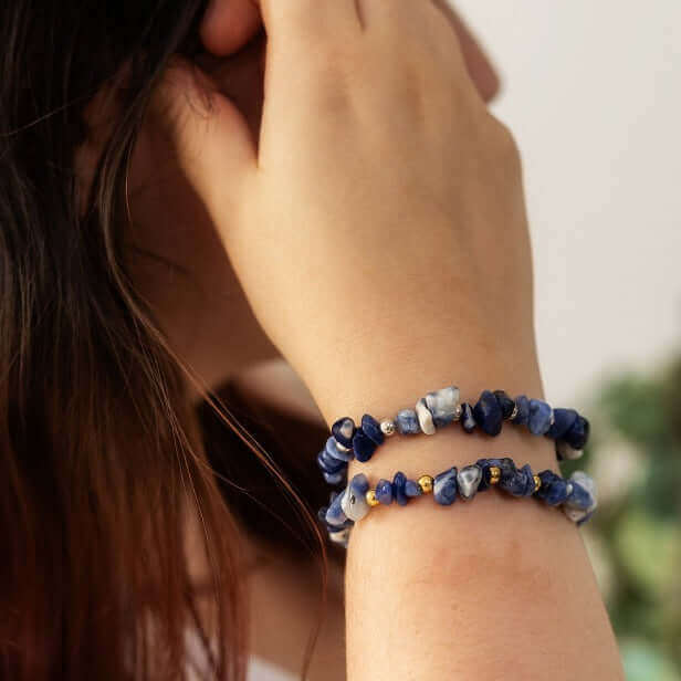 Sodalite Crystal Bracelet in Sterling Silver or Gold