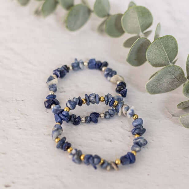 Sodalite Crystal Bracelet in Sterling Silver or Gold