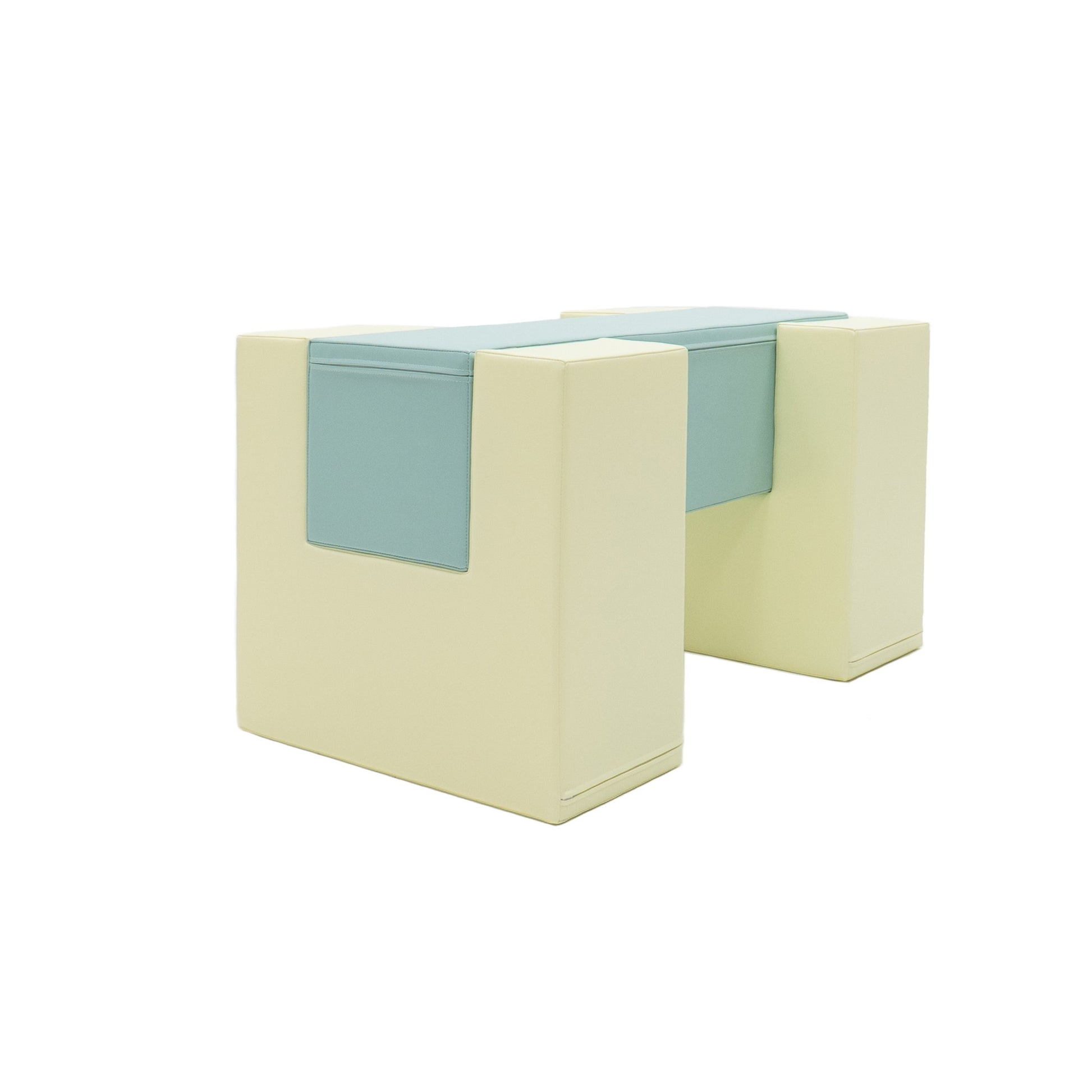 a toddler's foot stepping onto the soft pastel balance bridge during a playful wobble