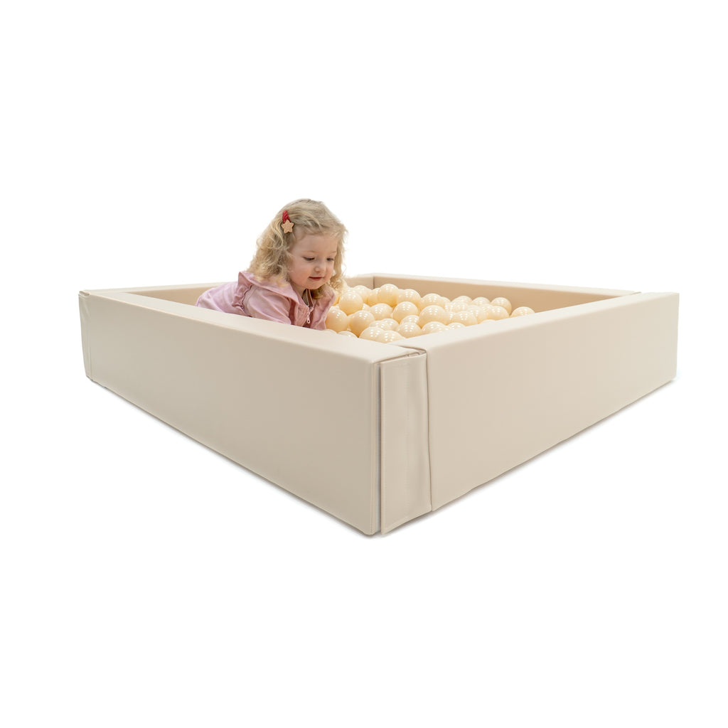 elegant beige kids ball pit as stylish nursery furniture piece