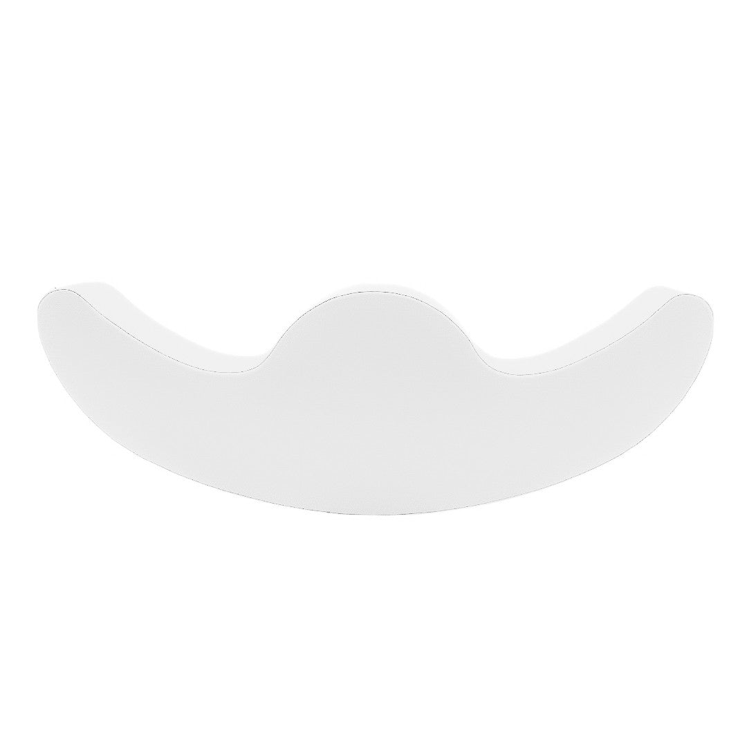 two toddlers sharing gentle giggles on a soft white double rocker in a cozy nursery