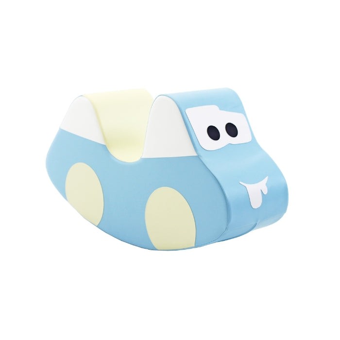 elegant light blue iglu soft play car in a minimalist nursery setting