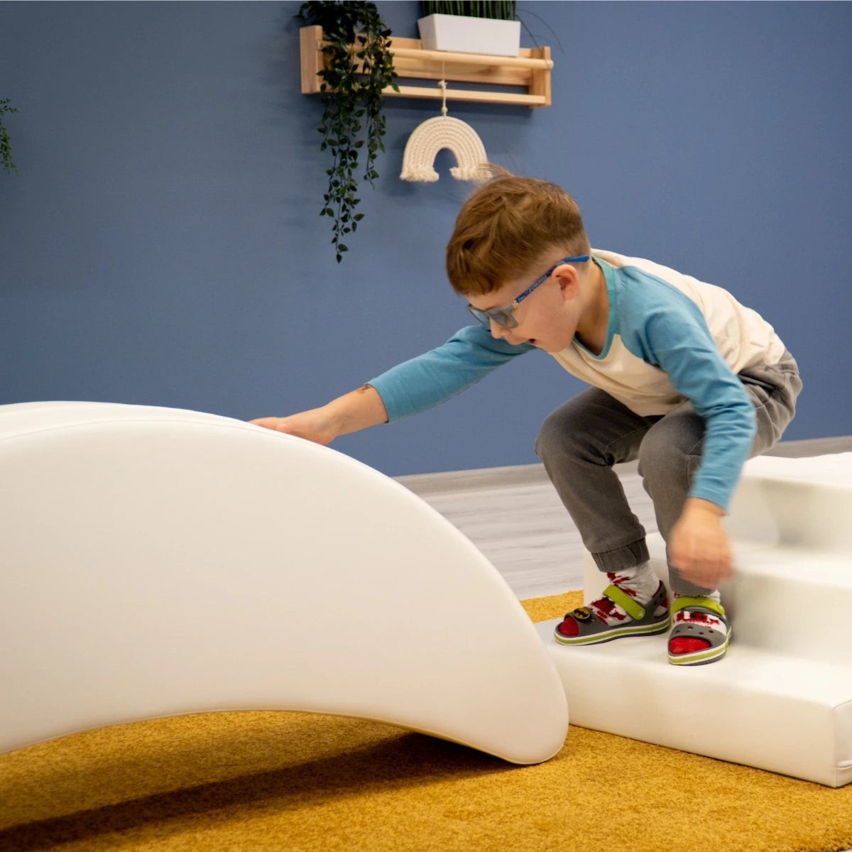 white banana rocking toy for kids - durable foam design for balance and motor skill development