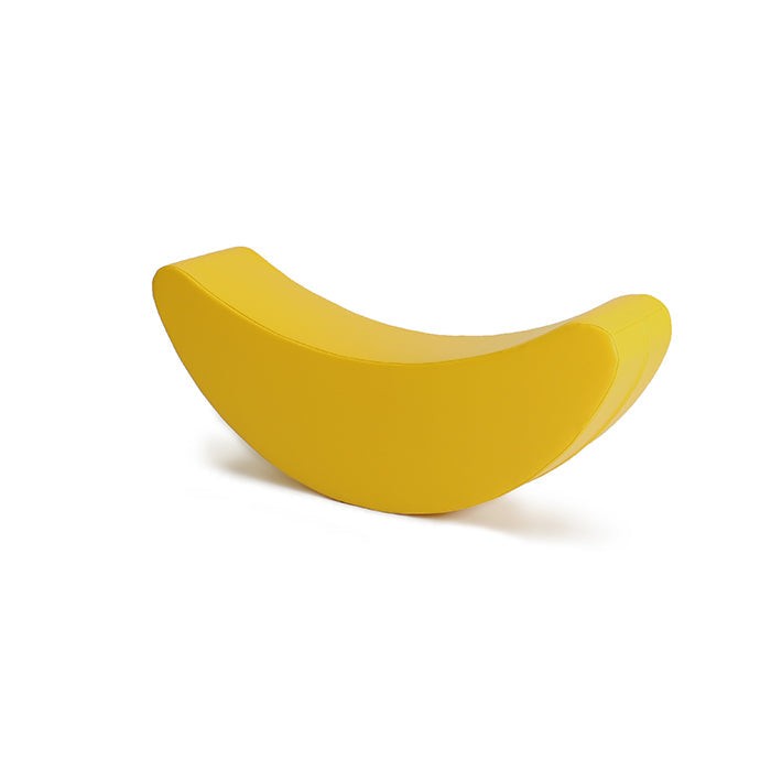 elegant yellow banana rocking toy for kids in a sophisticated nursery setting