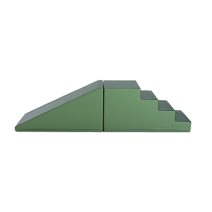 elegant iglu soft play step and slide set in vibrant green, a chic addition to a modern nursery