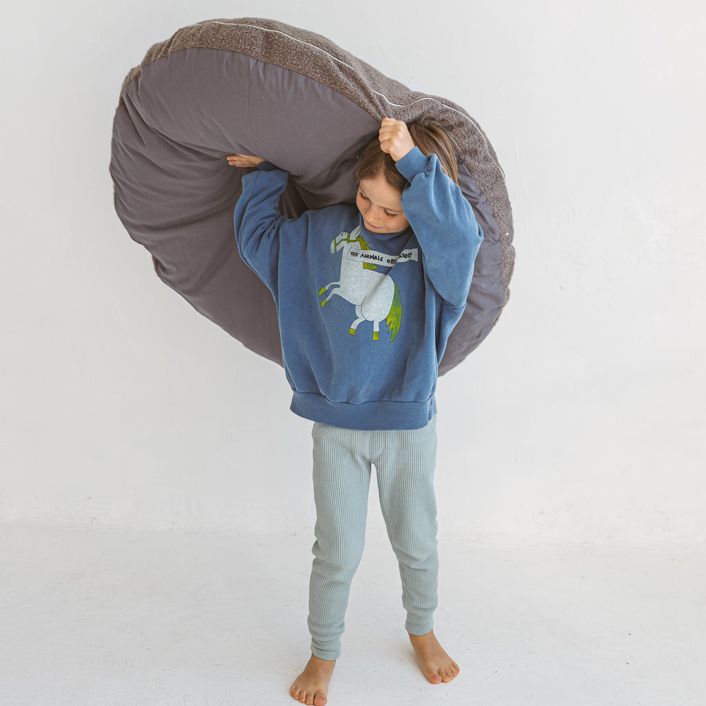 Boucle Floor Cushion for Kids in Grey