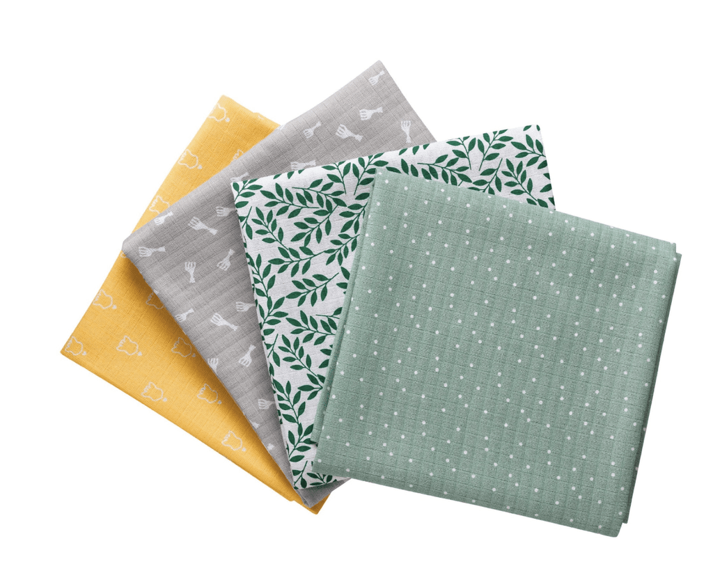 Four Coloured Muslin Swaddles Gift Set