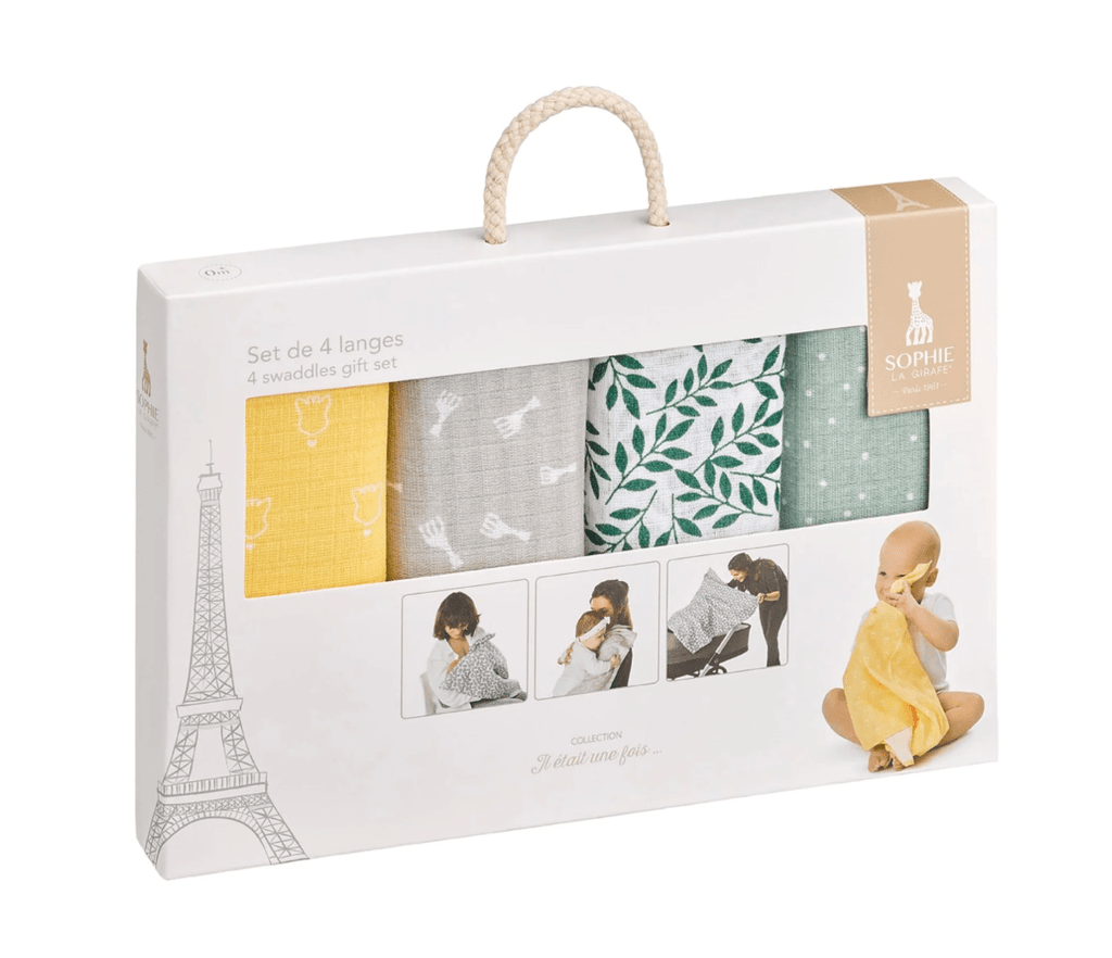 Four Coloured Muslin Swaddles Gift Set