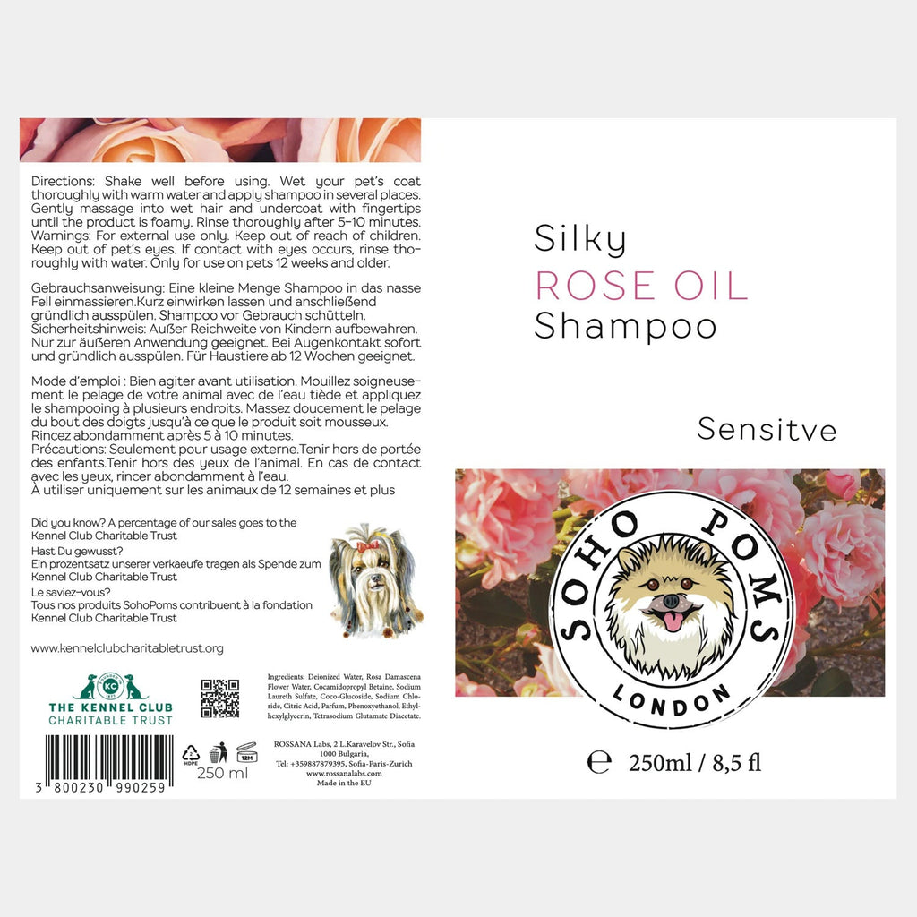 Rose Oil Dog Shampoo by SohoPoms - 250ml