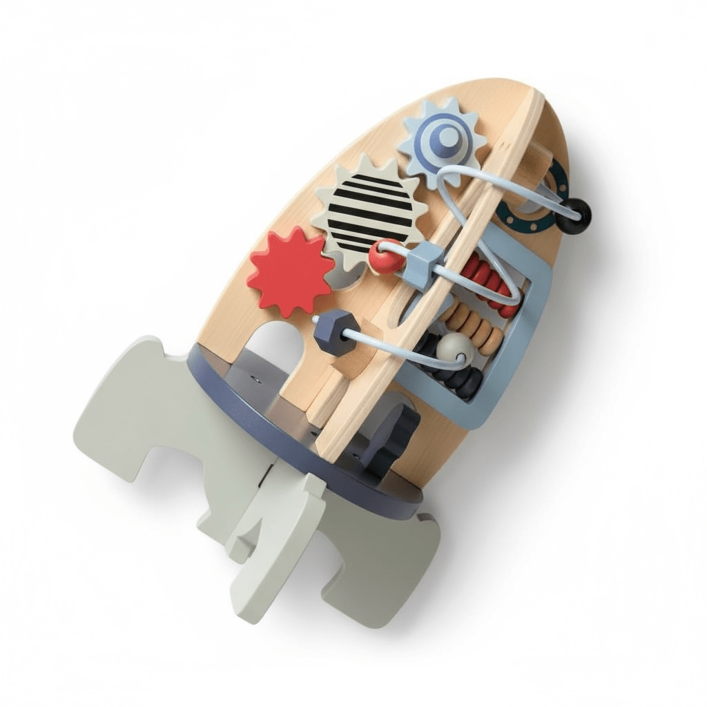 Space Orbiting Bead Toy Wooden Activity Rocket