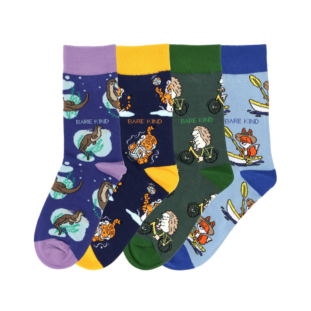 Sporty Animals 4 Pack Bamboo Socks