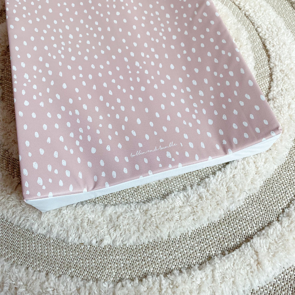 Anti-Roll Wedge Changing Mat - Dusky Pink Spotty Print