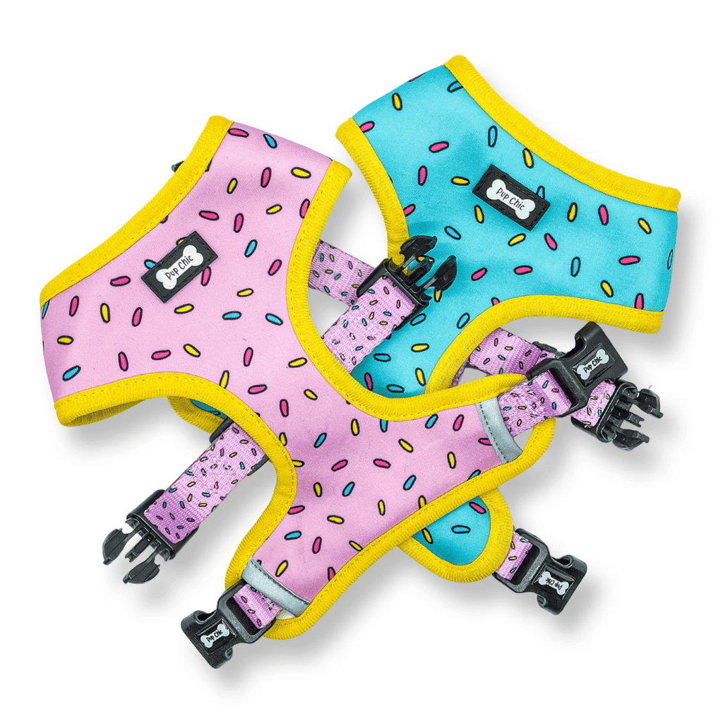 Reversible Sprinkles Dog Harness in Pink and Blue