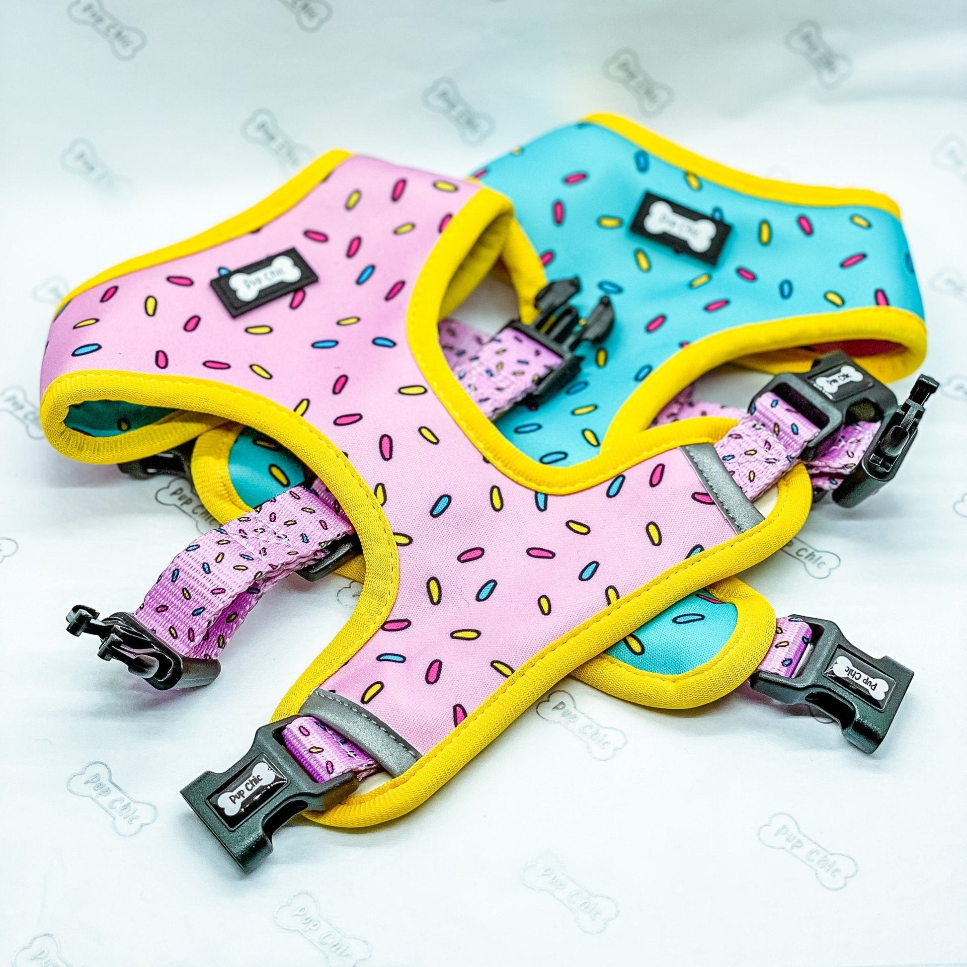 Reversible Sprinkles Dog Harness in Pink and Blue