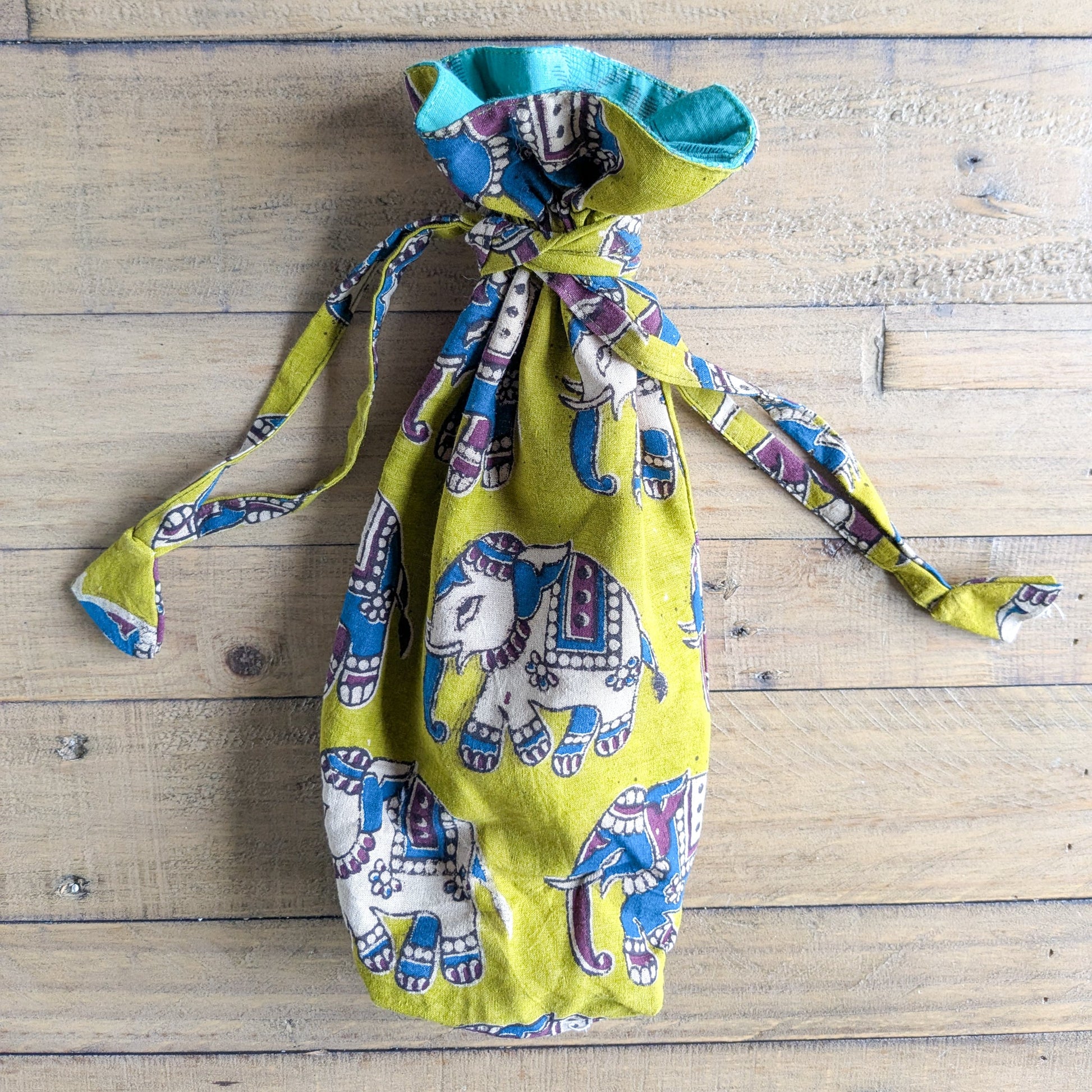 Reusable Kalamkari Cotton Bottle Gift Bag