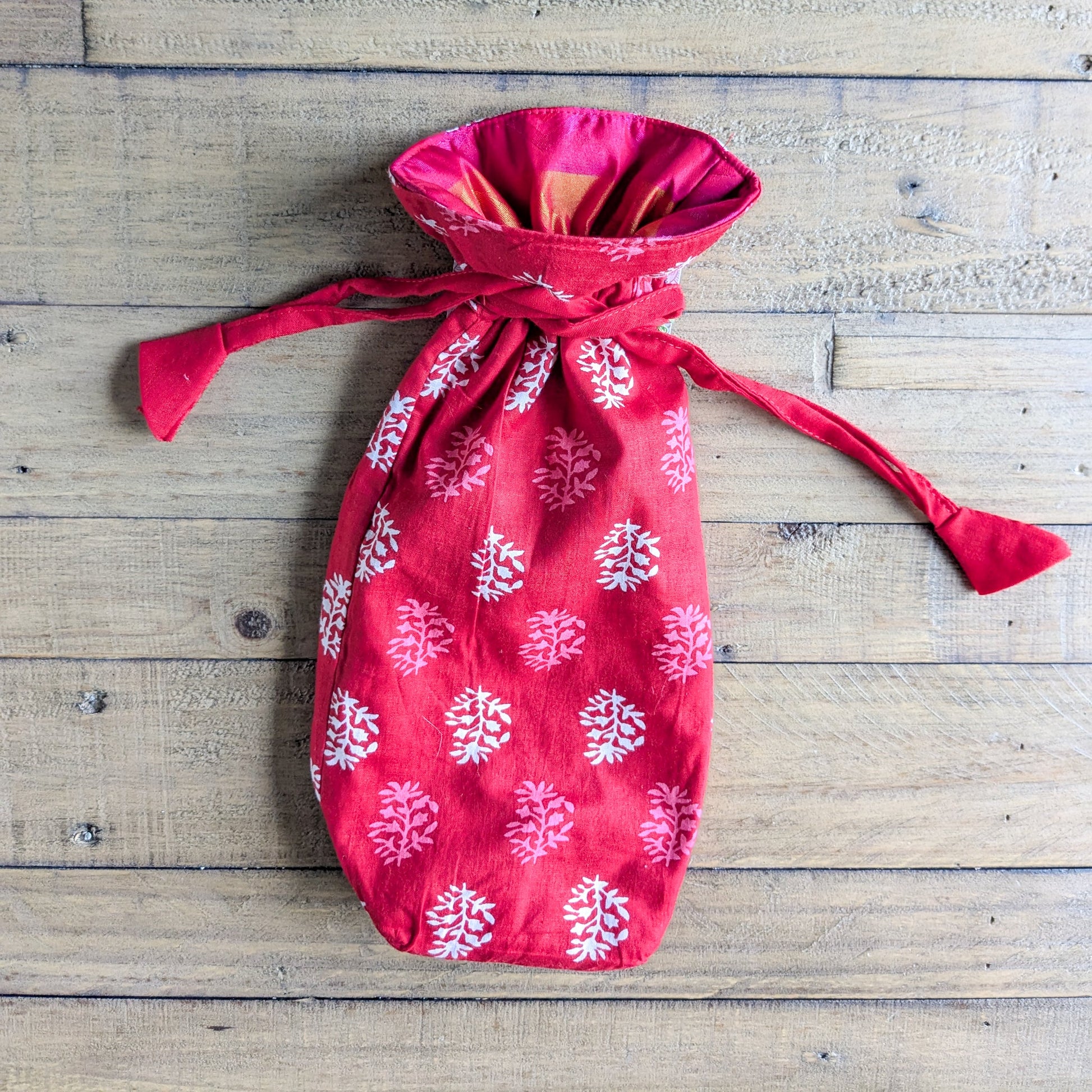 Reusable Kalamkari Cotton Bottle Bags Handmade in India