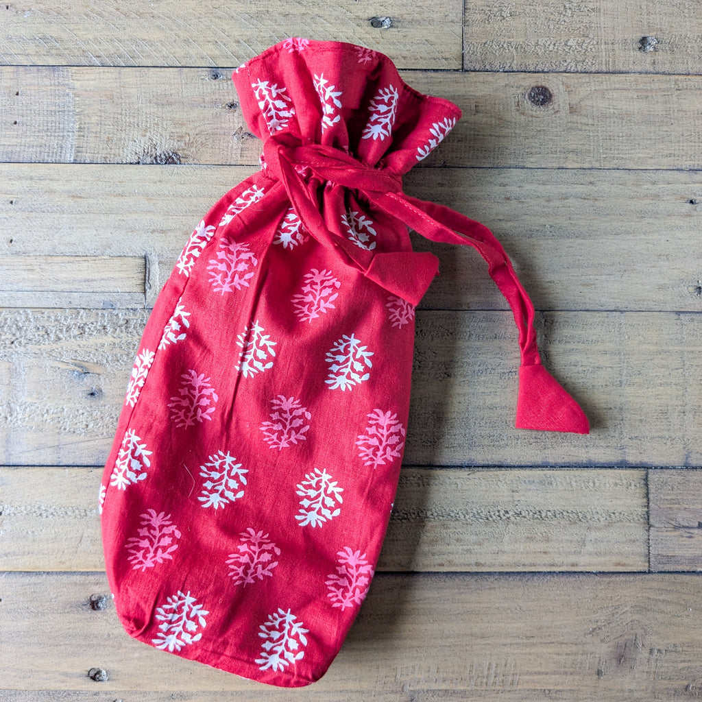 Reusable Kalamkari Cotton Bottle Bags Handmade in India