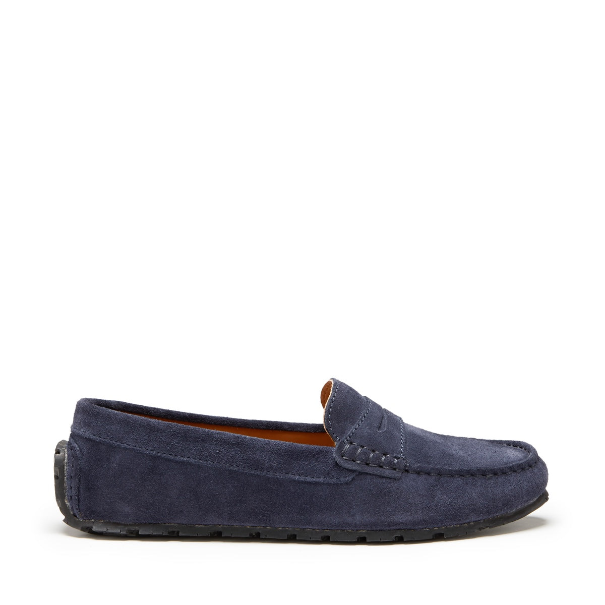 Women's Navy Blue Suede Penny Loafers with Recycled Tyre Sole