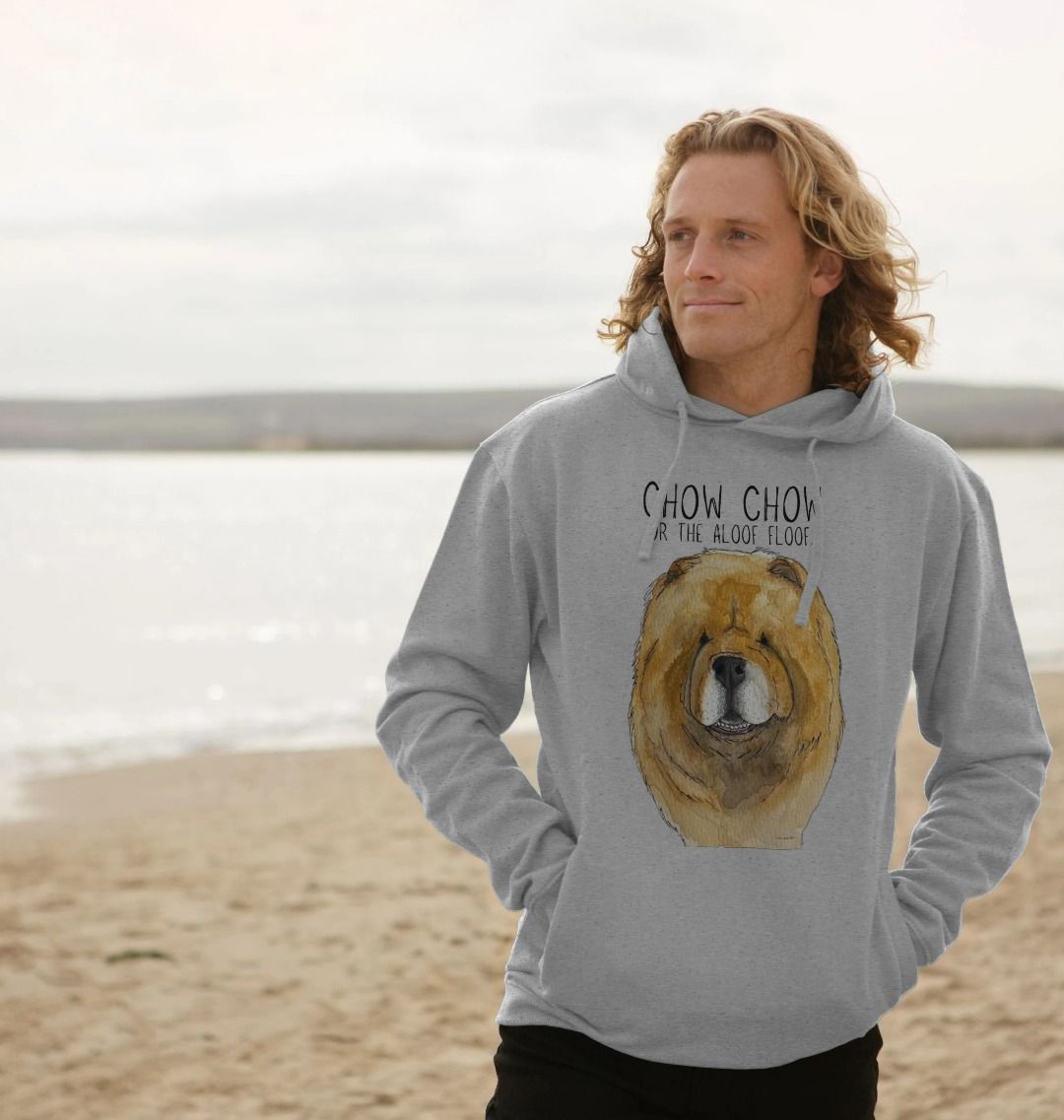 Red Chow Chow Men's Hoodie with Pocket Detail