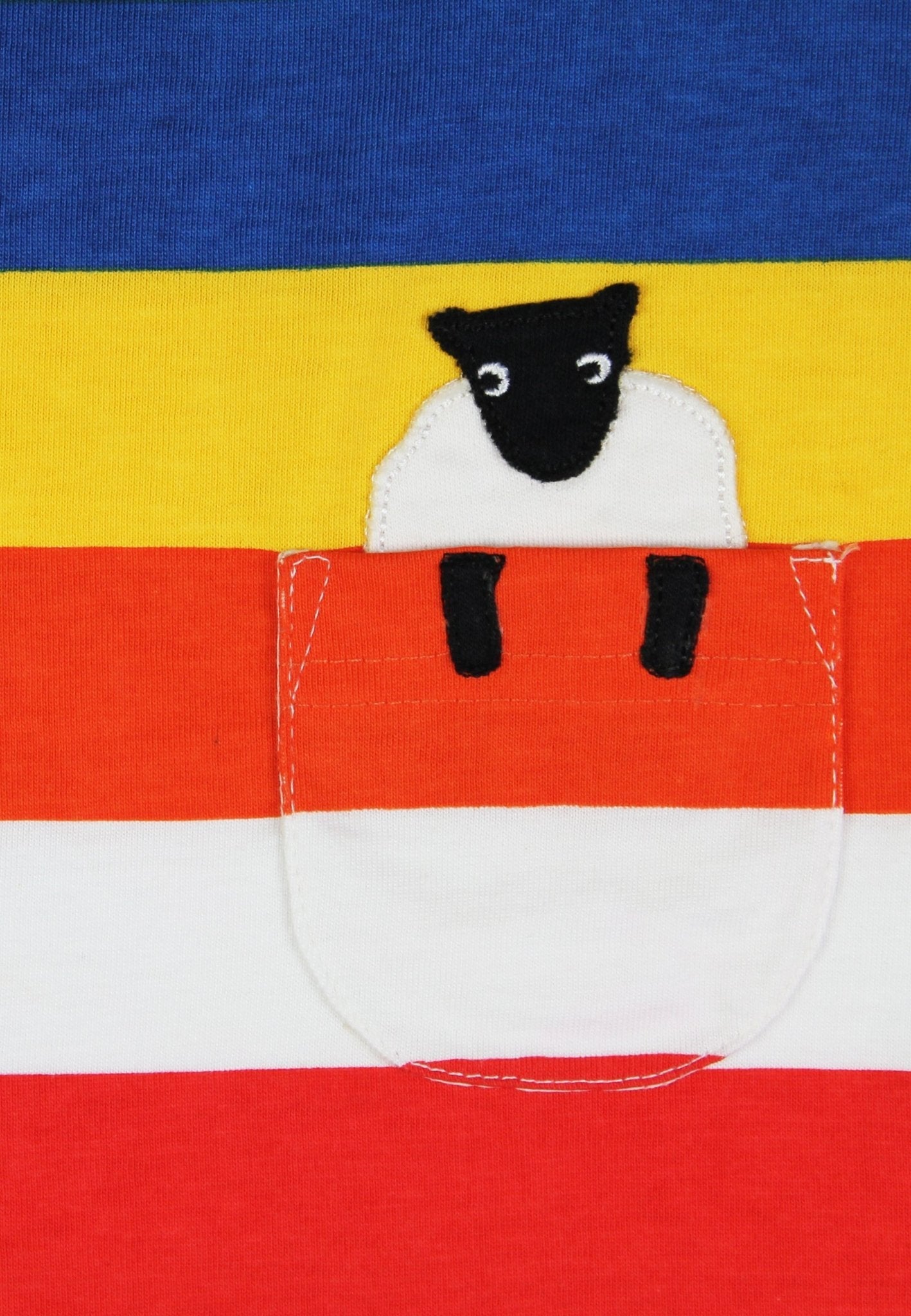 Organic Rainbow Sheep Pocket Applique Short Sleeved T Shirt