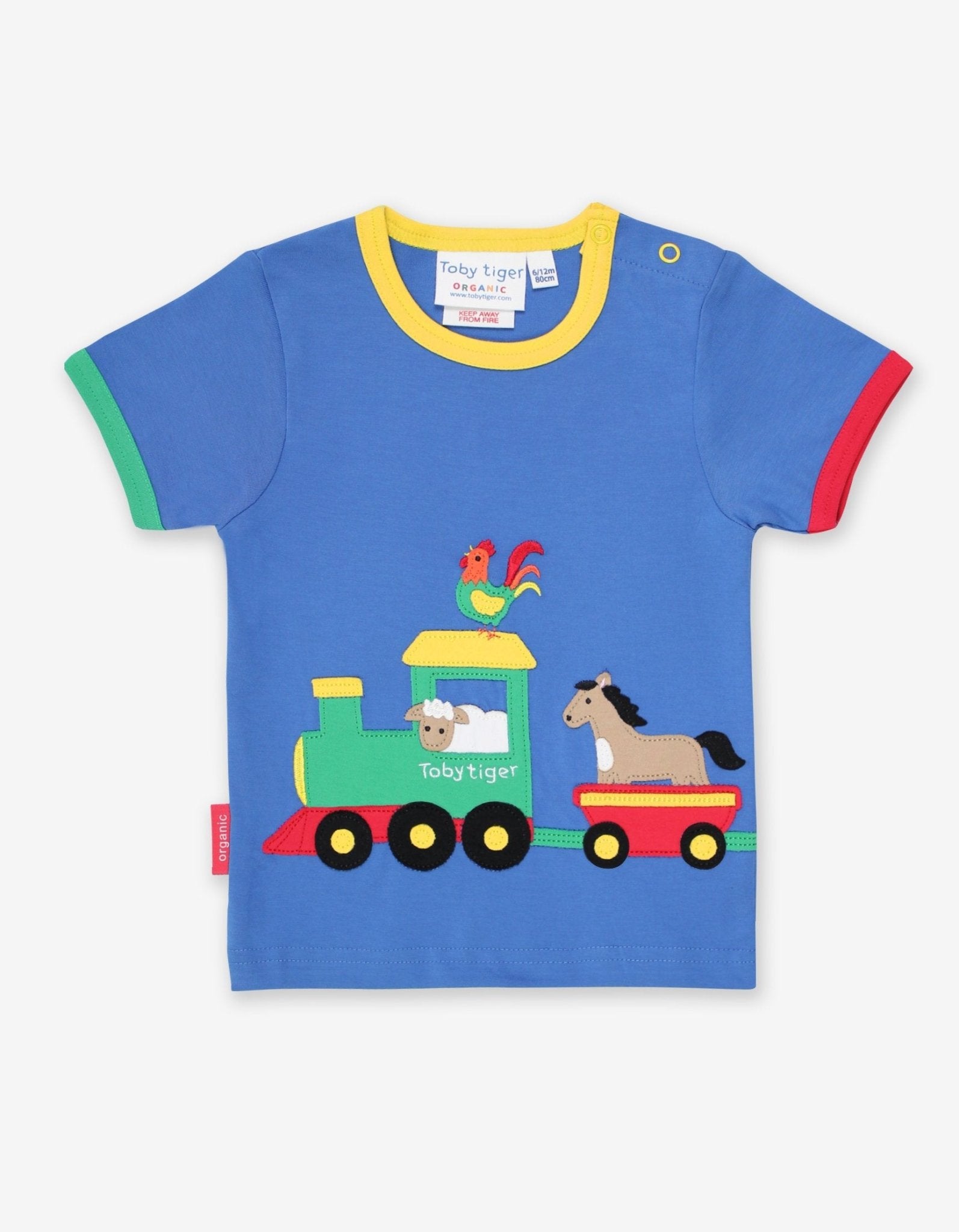 Organic Animal Train Applique Short Sleeved T Shirt