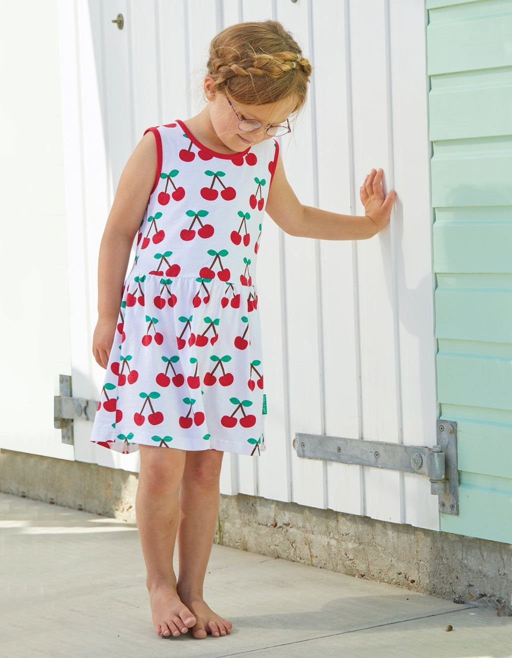Organic Cherry Print Summer Dress for Girls